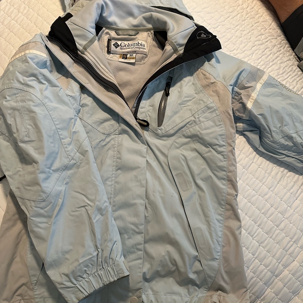 Women’s Columbia Titanium Omni Tech Ski/Snowboard Jacket -Powder blue/light gray